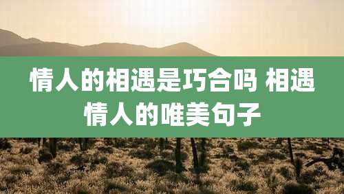 情人的相遇是巧合吗 相遇情人的唯美句子