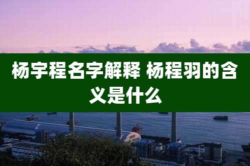 杨宇程名字解释 杨程羽的含义是什么
