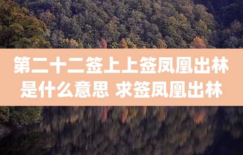 第二十二签上上签凤凰出林是什么意思 求签凤凰出林