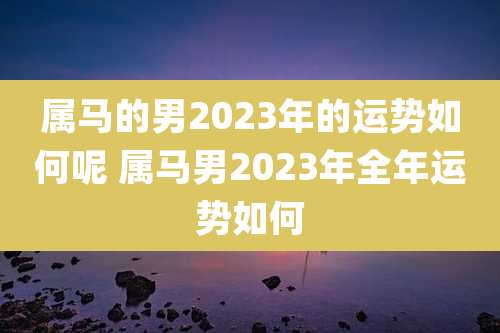 属马的男2023年的运势如何呢 属马男2023年全年运势如何