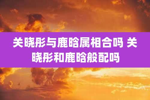 关晓彤与鹿晗属相合吗 关晓彤和鹿晗般配吗