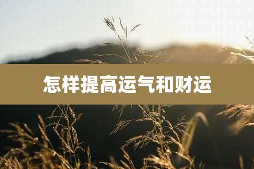 怎样提高运气和财运