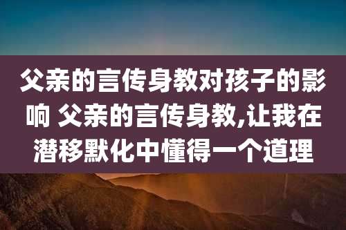 父亲的言传身教对孩子的影响 父亲的言传身教,让我在潜移默化中懂得一个道理