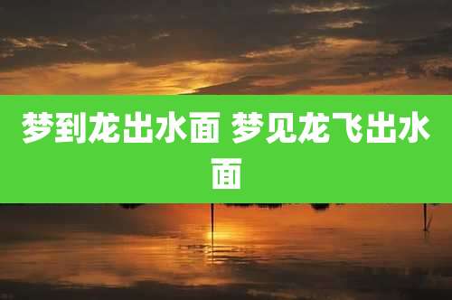 梦到龙出水面 梦见龙飞出水面