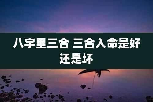 八字里三合 三合入命是好还是坏