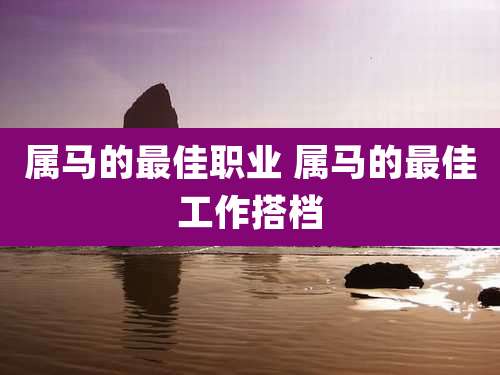 属马的最佳职业 属马的最佳工作搭档