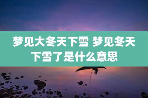 梦见大冬天下雪 梦见冬天下雪了是什么意思