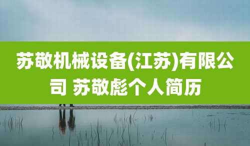 苏敬机械设备(江苏)有限公司 苏敬彪个人简历