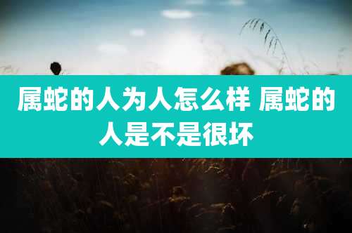 属蛇的人为人怎么样 属蛇的人是不是很坏