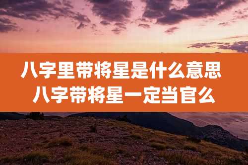 八字里带将星是什么意思 八字带将星一定当官么