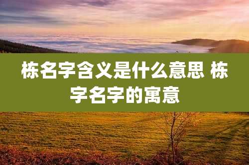 栋名字含义是什么意思 栋字名字的寓意