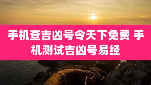 手机查吉凶号令天下免费 手机测试吉凶号易经