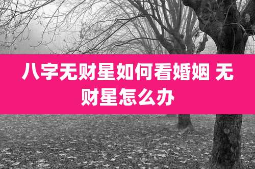 八字无财星如何看婚姻 无财星怎么办