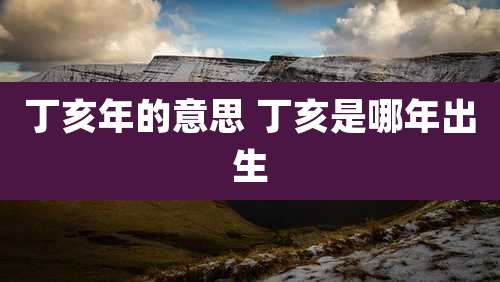 丁亥年的意思 丁亥是哪年出生