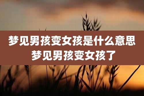 梦见男孩变女孩是什么意思 梦见男孩变女孩了