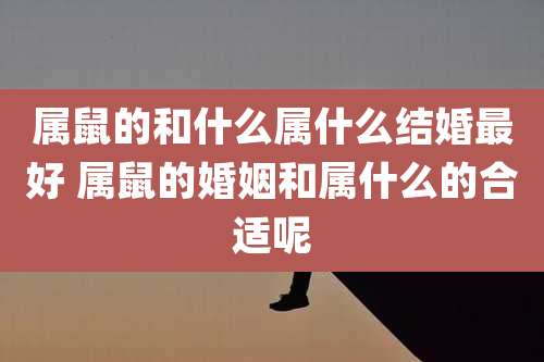 属鼠的和什么属什么结婚最好 属鼠的婚姻和属什么的合适呢