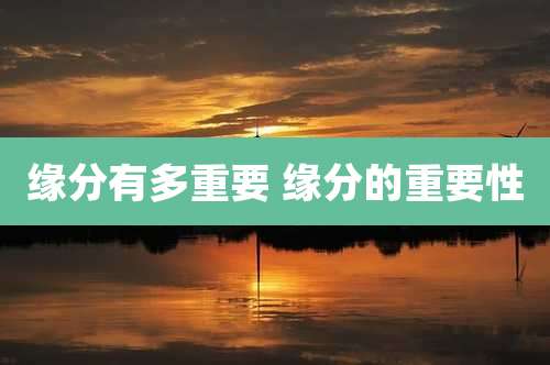 缘分有多重要 缘分的重要性