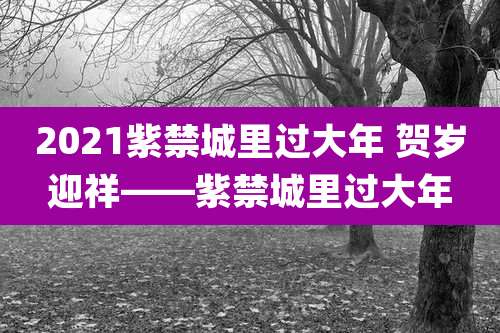 2021紫禁城里过大年 贺岁迎祥——紫禁城里过大年