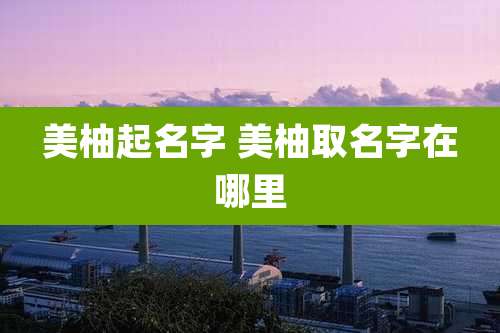 美柚起名字 美柚取名字在哪里