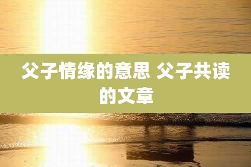 父子情缘的意思 父子共读的文章