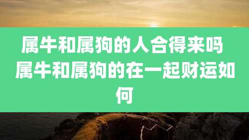 属牛和属狗的人合得来吗 属牛和属狗的在一起财运如何