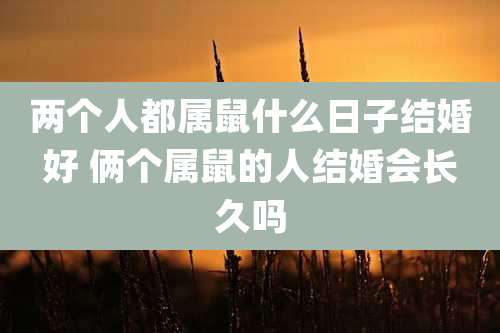 两个人都属鼠什么日子结婚好 俩个属鼠的人结婚会长久吗