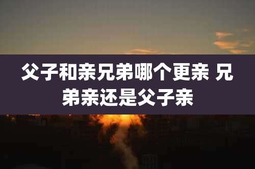 父子和亲兄弟哪个更亲 兄弟亲还是父子亲