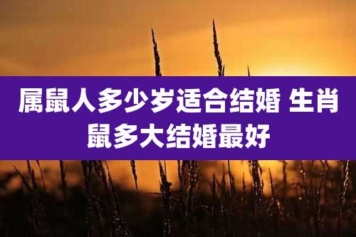 属鼠人多少岁适合结婚 生肖鼠多大结婚最好