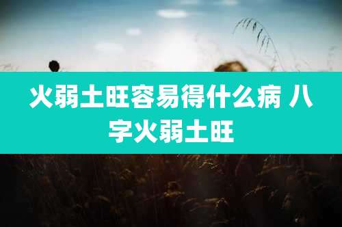 火弱土旺容易得什么病 八字火弱土旺