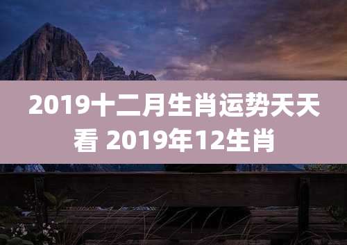 2019十二月生肖运势天天看 2019年12生肖