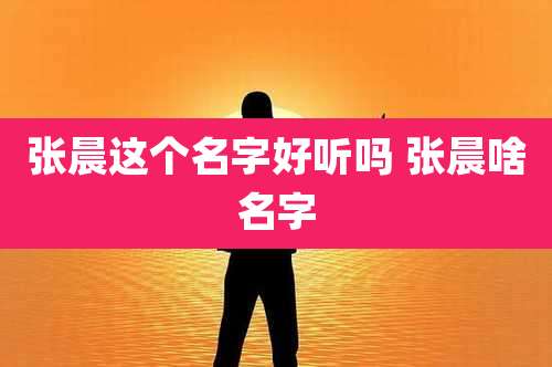 张晨这个名字好听吗 张晨啥名字