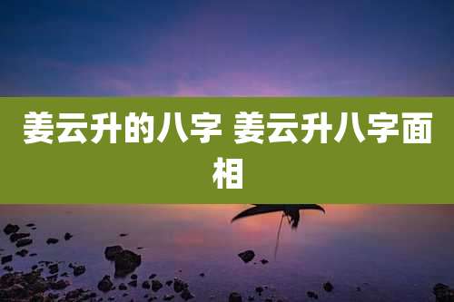 姜云升的八字 姜云升八字面相