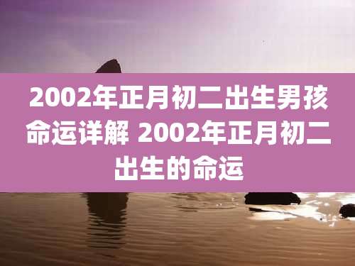 2002年正月初二出生男孩命运详解 2002年正月初二出生的命运