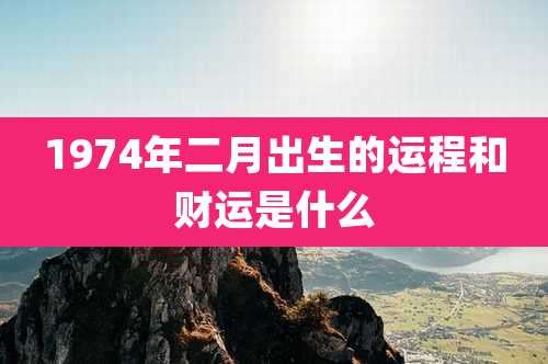 1974年二月出生的运程和财运是什么