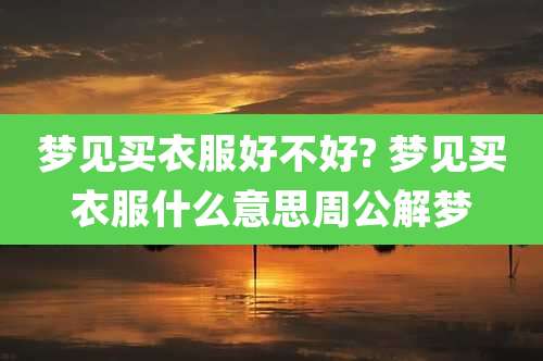 梦见买衣服好不好? 梦见买衣服什么意思周公解梦
