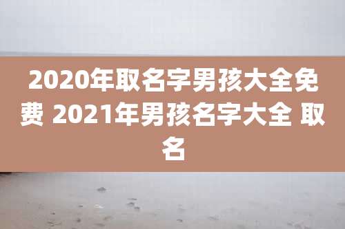 2020年取名字男孩大全免费 2021年男孩名字大全 取名