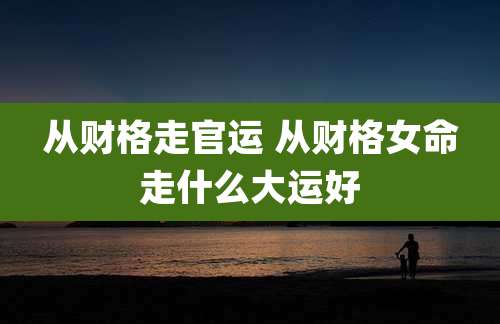从财格走官运 从财格女命走什么大运好