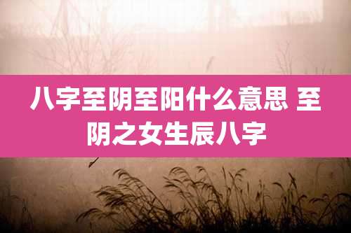 八字至阴至阳什么意思 至阴之女生辰八字