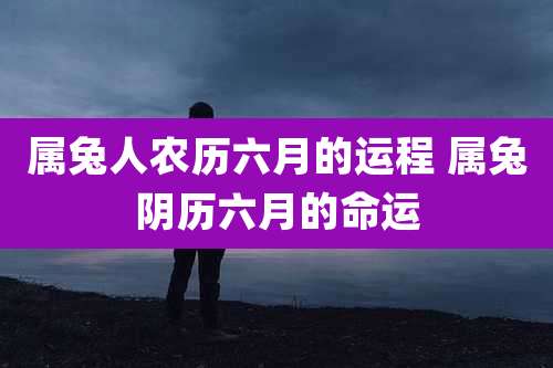 属兔人农历六月的运程 属兔阴历六月的命运