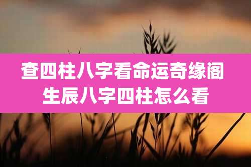 查四柱八字看命运奇缘阁 生辰八字四柱怎么看