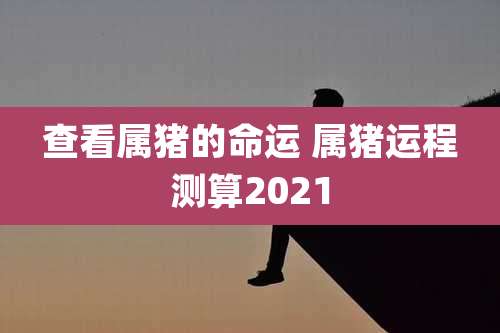查看属猪的命运 属猪运程测算2021