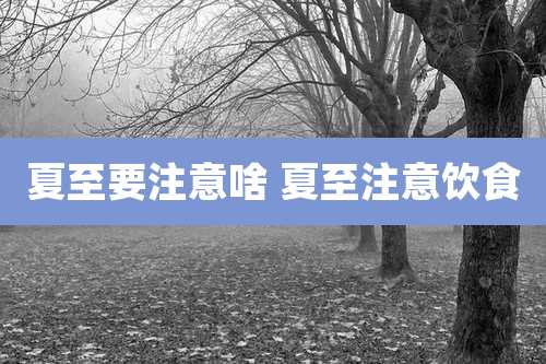 夏至要注意啥 夏至注意饮食