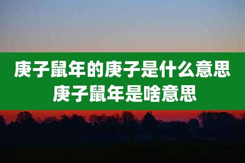 庚子鼠年的庚子是什么意思 庚子鼠年是啥意思