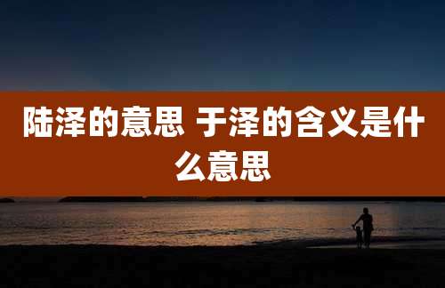 陆泽的意思 于泽的含义是什么意思