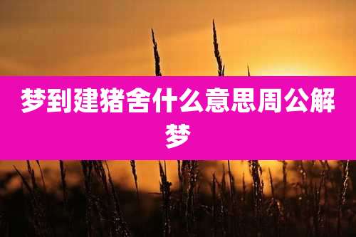 梦到建猪舍什么意思周公解梦