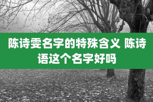 陈诗雯名字的特殊含义 陈诗语这个名字好吗