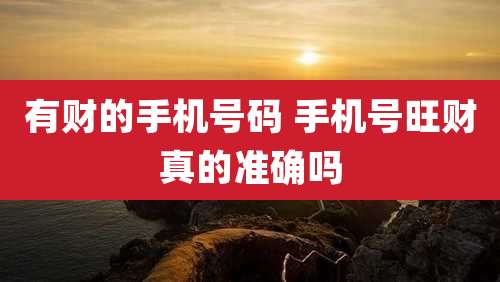 有财的手机号码 手机号旺财真的准确吗