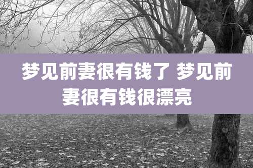 梦见前妻很有钱了 梦见前妻很有钱很漂亮