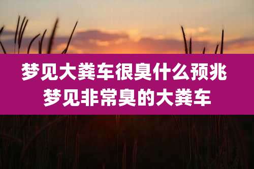 梦见大粪车很臭什么预兆 梦见非常臭的大粪车