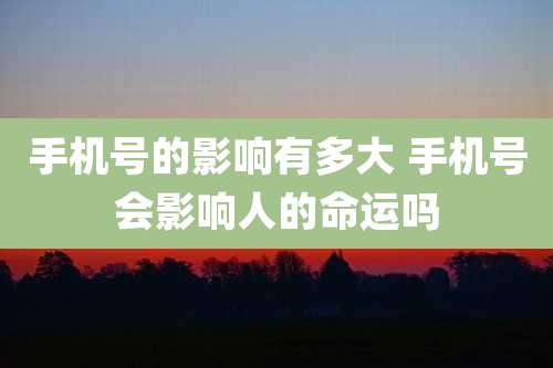 手机号的影响有多大 手机号会影响人的命运吗